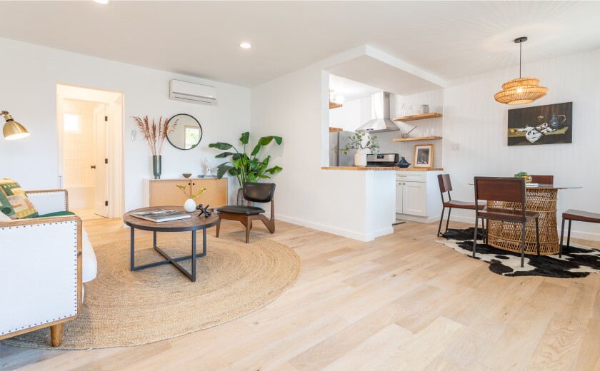 The living space of a condo at 2135 Bellevue Ave., #2, in Echo Park.