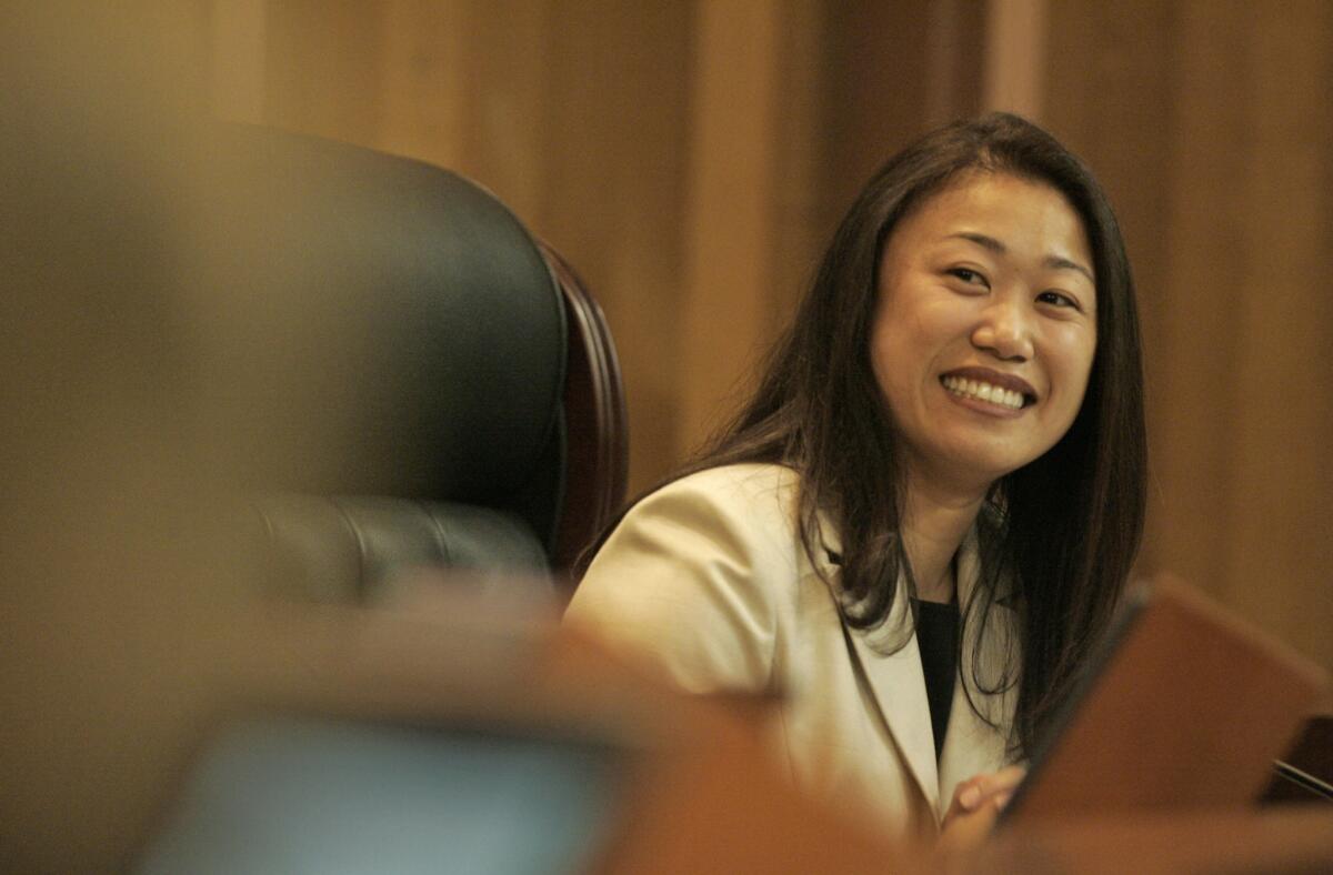 Janet Nguyen, shown at a 2007 meeting of the Orange County Board of Supervisors, is one of three candidates who competed Tuesday in an election for an open state Senate seat.
