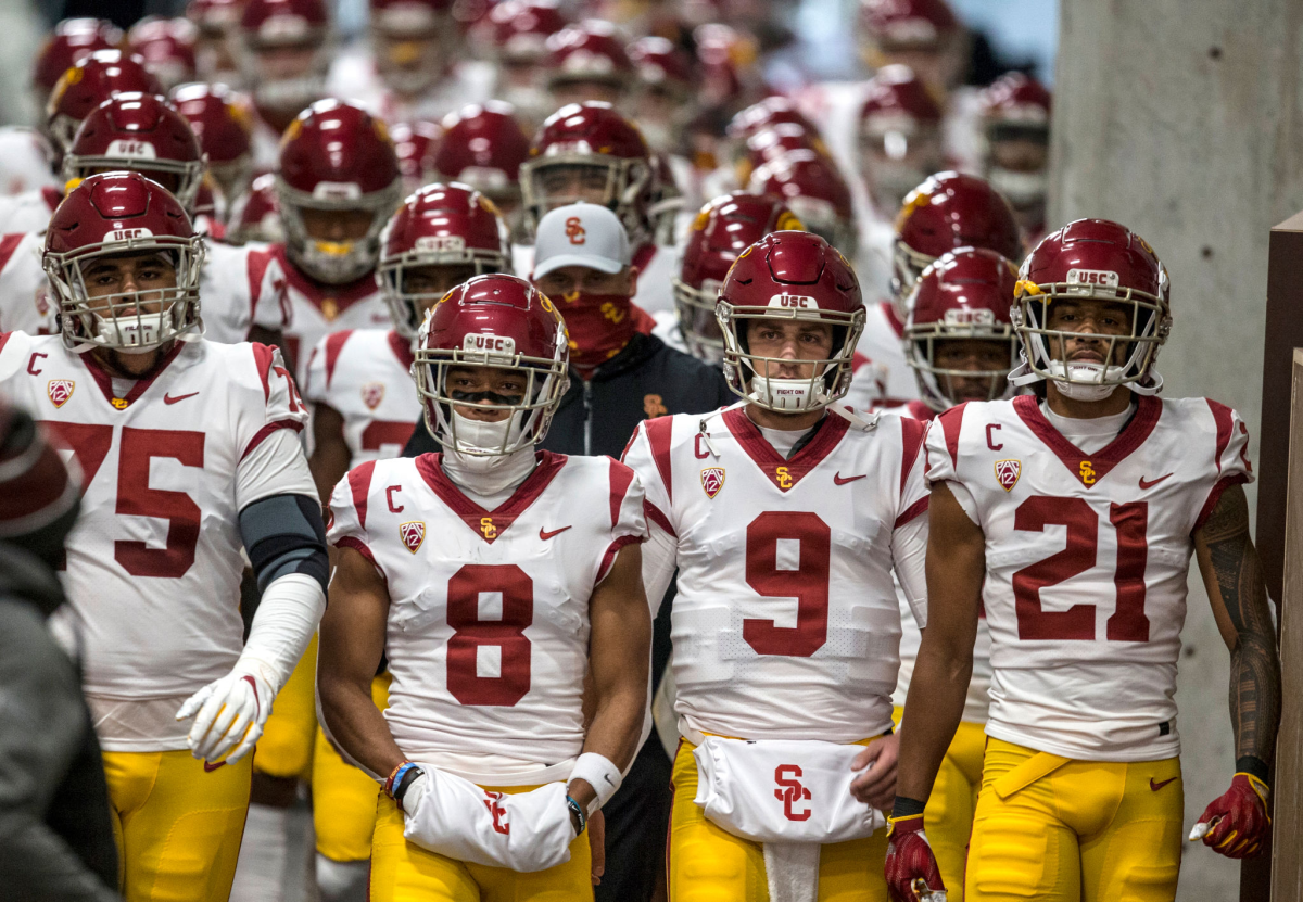 USC players walk through the tunnel leading to the field before the Trojans' win over Utah on Nov. 21.