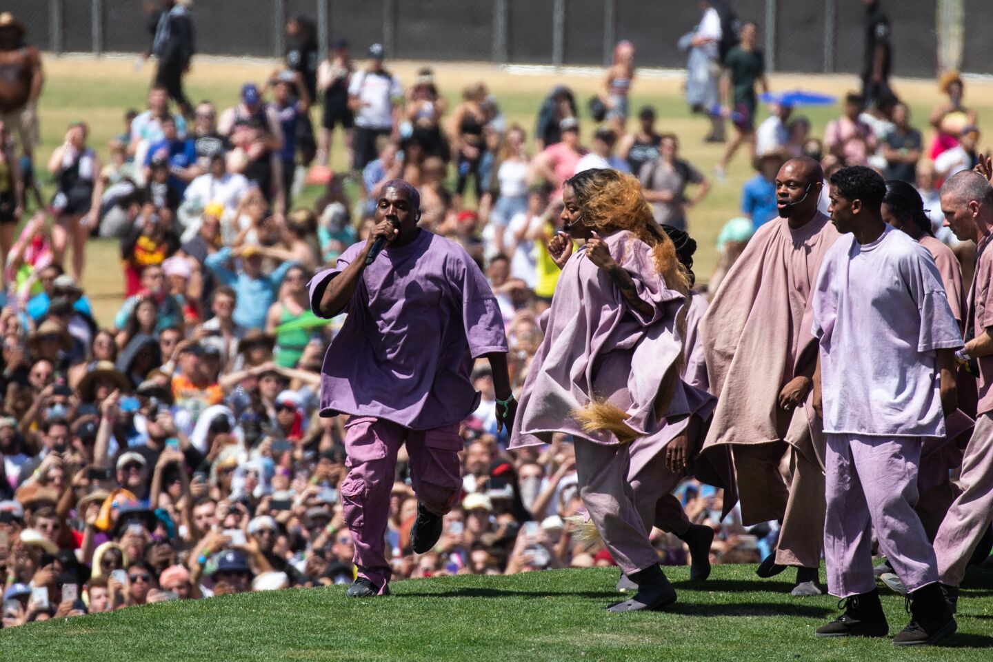 Kanye West performs on Easter at Coachella