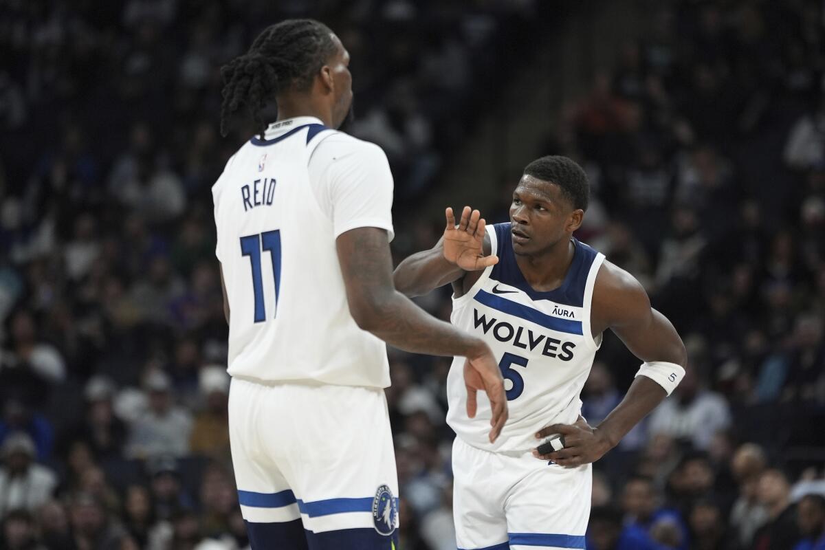 Timberwolves beat Pistons 106-91 to hit 50-win mark for 5th time in  franchise's 35 seasons - The San Diego Union-Tribune
