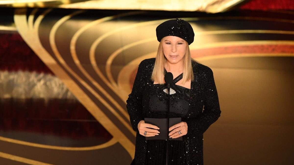Barbra Streisand presents an award during the 91st Academy Awards at the Dolby Theatre in Hollywood on Feb. 24.