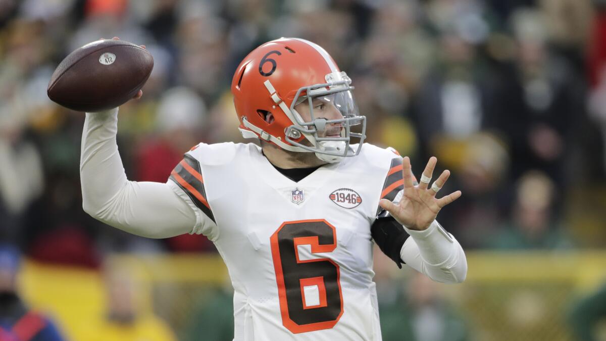 Cleveland Browns quarterback Baker Mayfield during the first half.