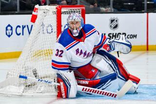 LOS ANGELES, CA - JANUARY 20: Jonathan Quick #32 of the New York Rangers protects the goal during the first period against the Los Angeles Kings at Crypto.com Arena on January 20, 2024 in Los Angeles, California. (Photo by Juan Ocampo/NHLI via Getty Images)