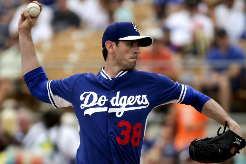 Dodgers pitcher Brandon McCarthy went four innings Wednesday against the Cubs, giving up six runs.