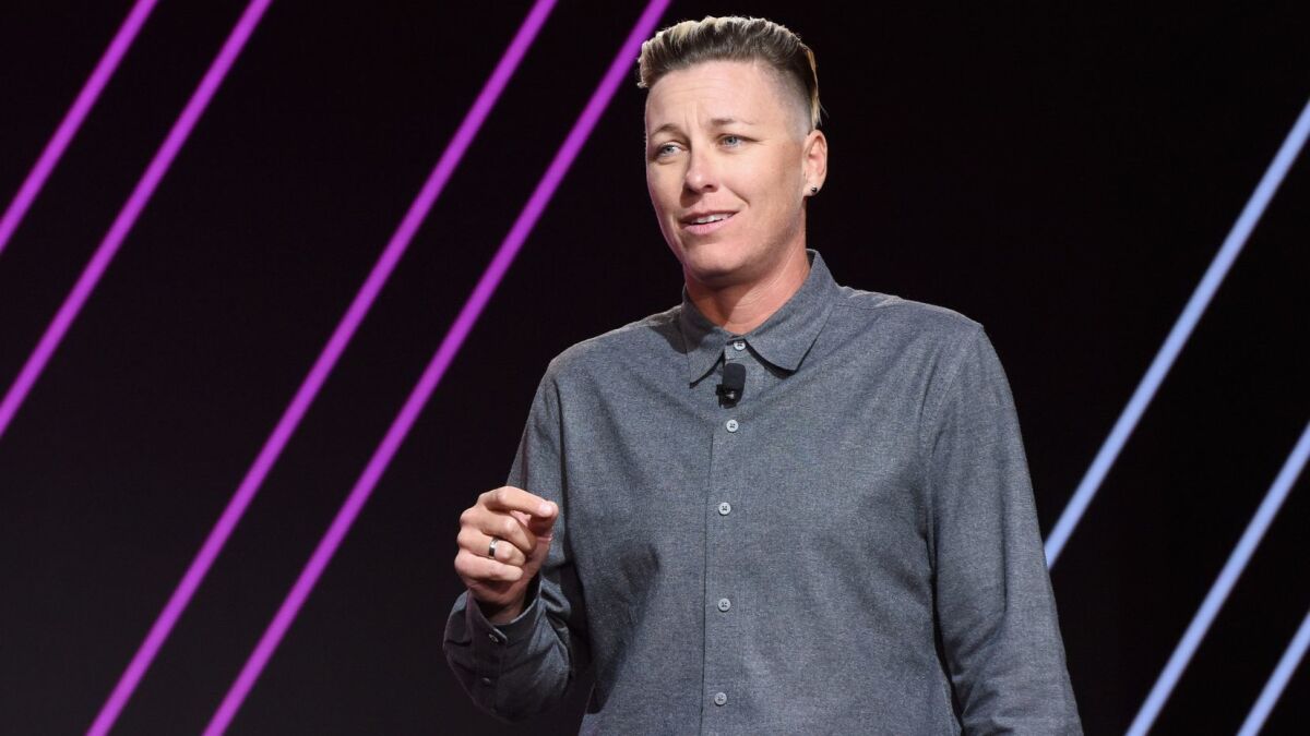 Abby Wambach speaks at the 2019 Makers Conference on Feb. 7 in Dana Point.