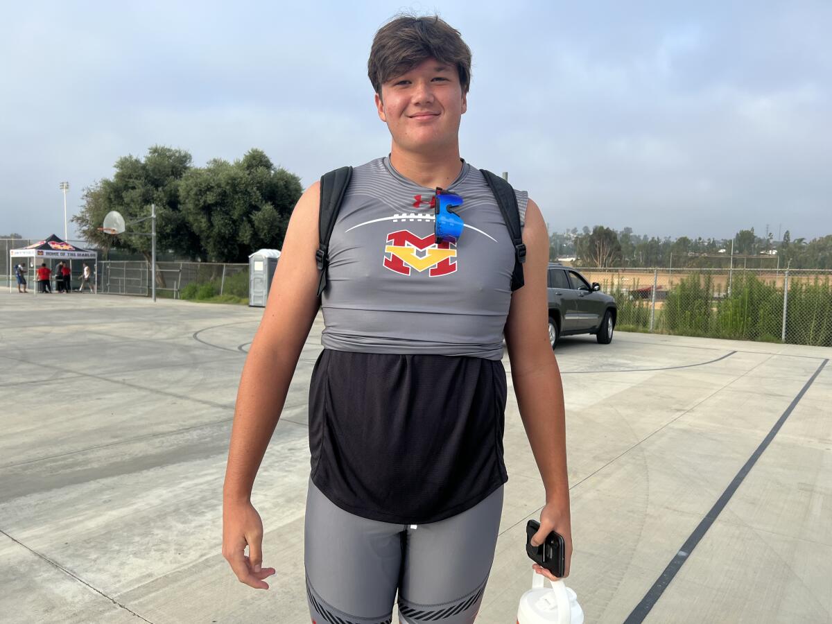 Mission Viejo's 6-7, 275-pound Mark Schroller is still growing and learning about football.