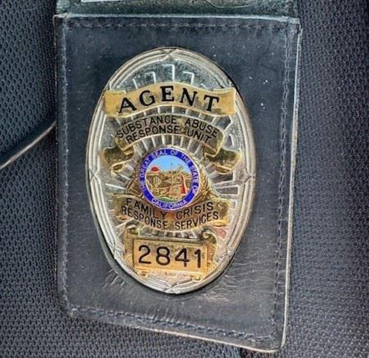 An image of a law enforcement badge authorities say is fake