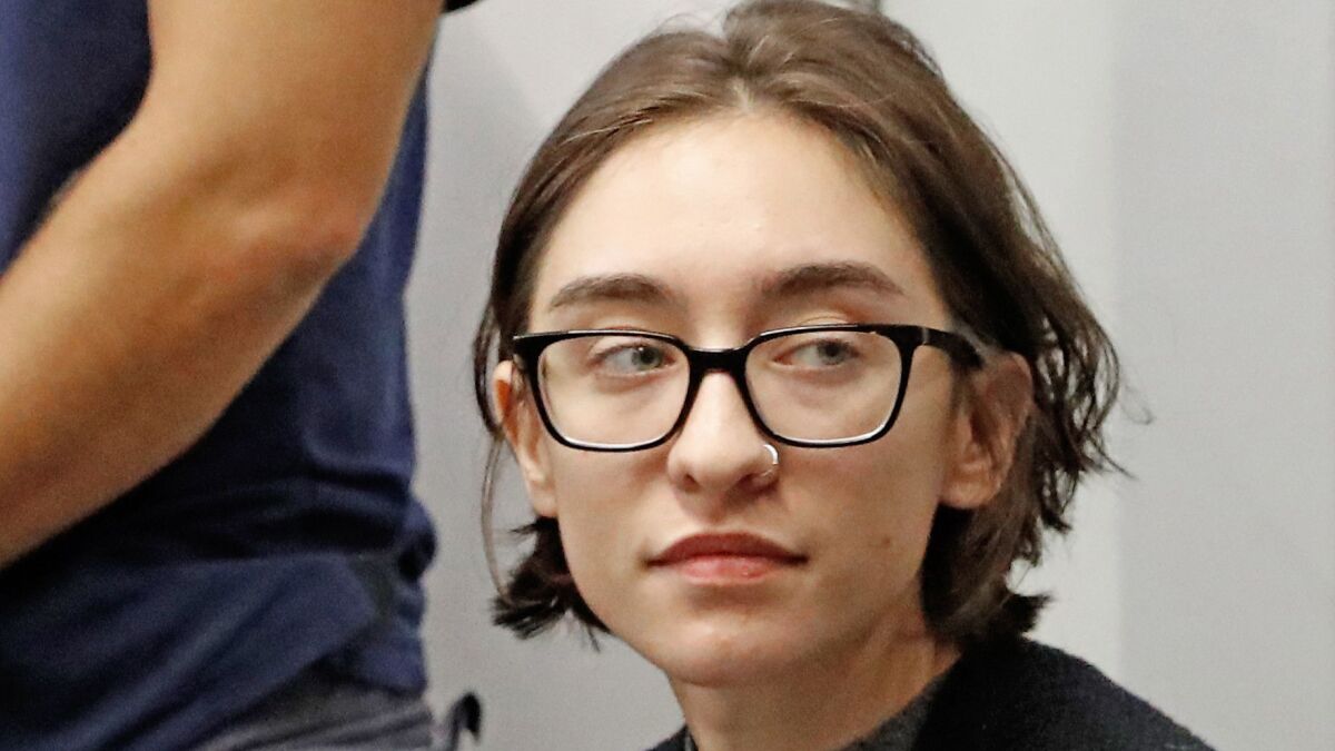 U.S. college student Lara Alqasem appears at a court hearing Thursday in Tel Aviv District Court.