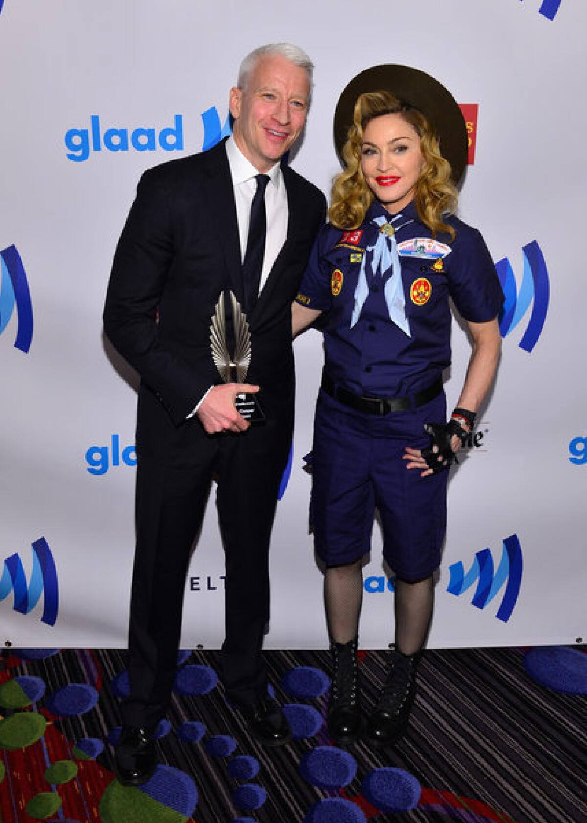 Anderson Cooper and Madonna at the GLAAD Media Awards on Saturday in New York.
