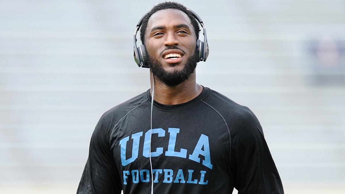 UCLA linebacker Deon Hollins warms up before the Bruins' season opener against Virginia. Hollins says UCLA doesn't have to "invent anything" to beat Texas on Saturday.