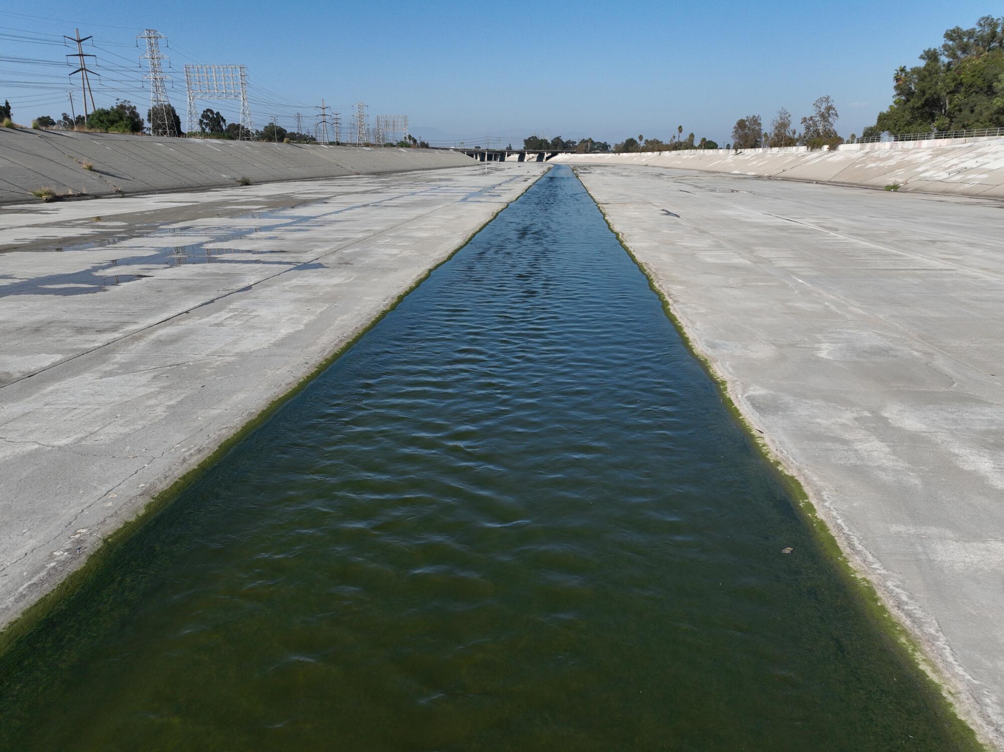A view of the Los Angeles River in Long Beach. 