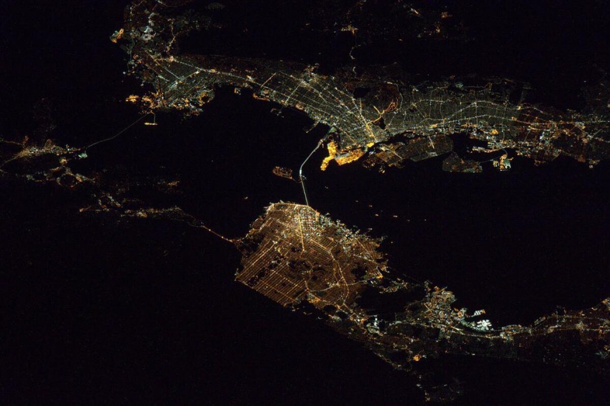 "#SanFrancisco, Looks like a great night down there after #SB50! #SuperBowl #YearInSpace!"