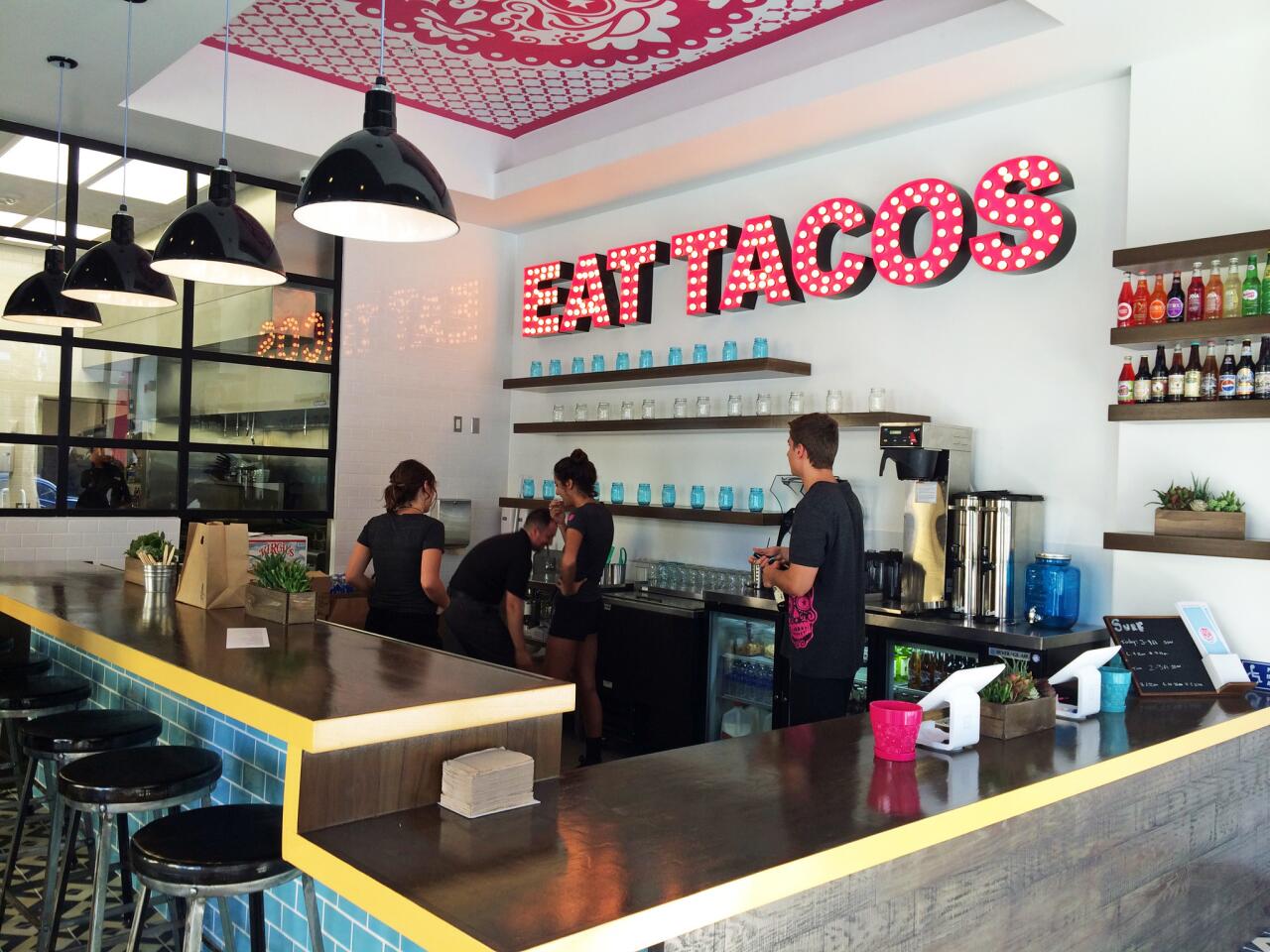 The interior of U.S. Taco Co. in Huntington Beach.