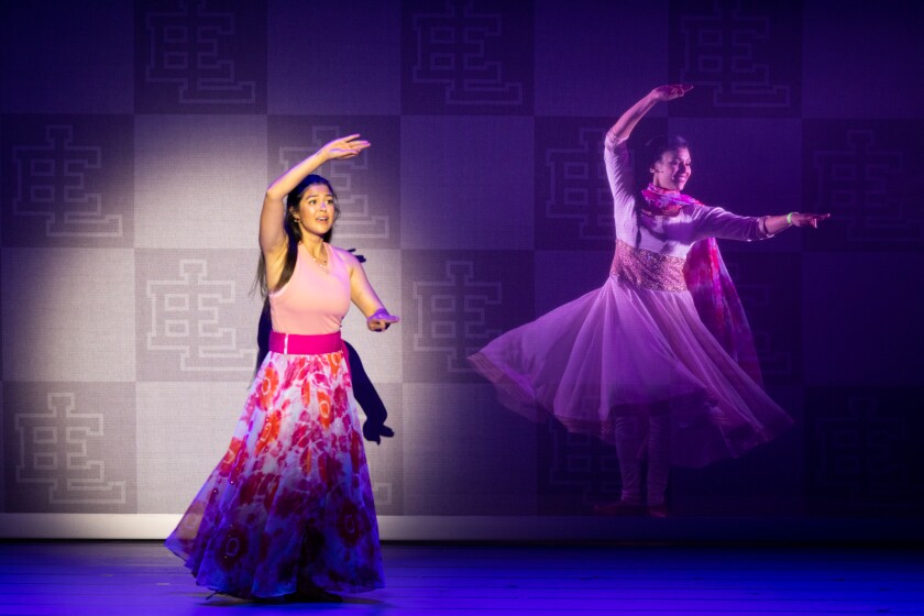 Ari Afsar, left, and Alka Nayyar in La Jolla Playhouse’s "Bhangin' It: A Bangin' New Musical."
