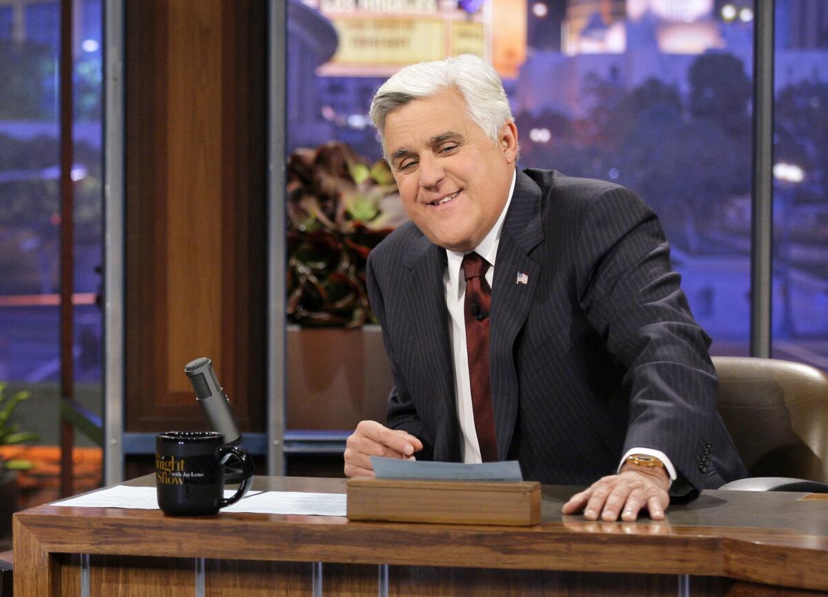 Jay Leno, shown on set of "The Tonight Show" last fall, has been having some fun in recent days with Stockton.