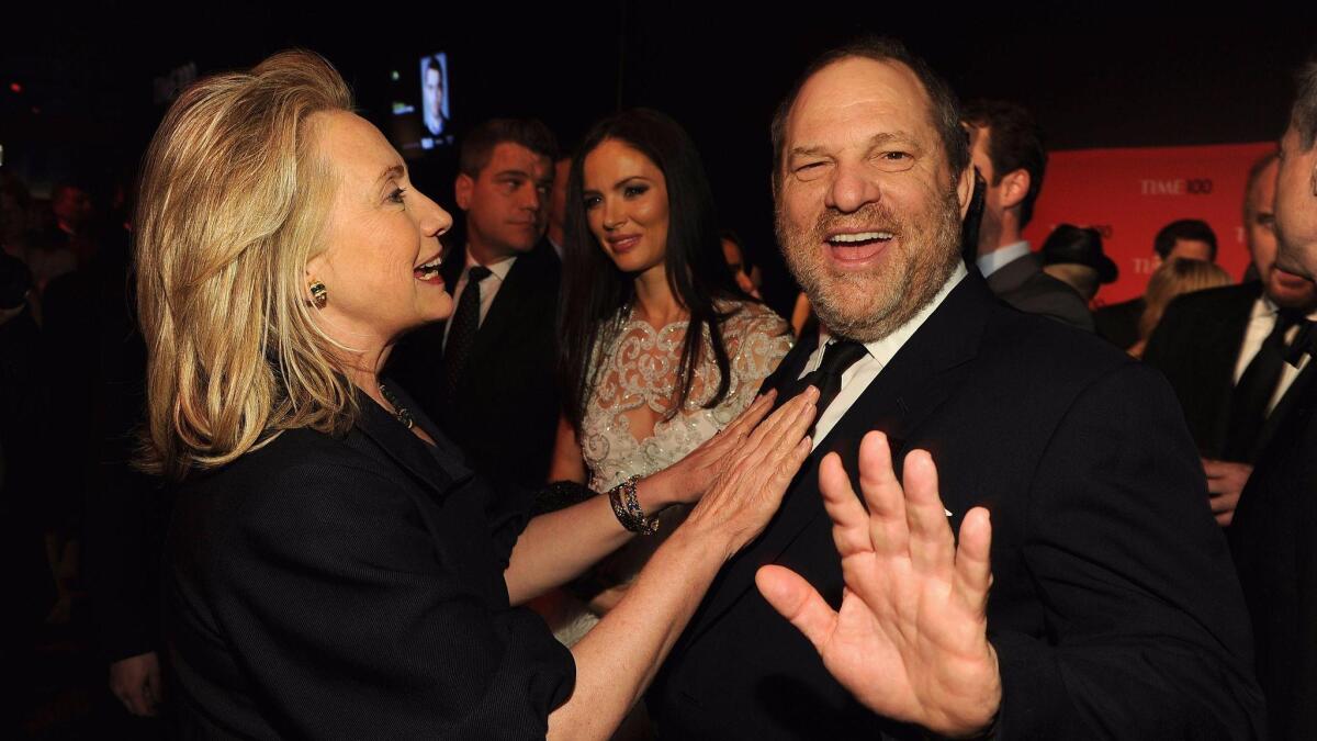 Hillary Clinton and producer Harvey Weinstein at a gala in New York in 2012.