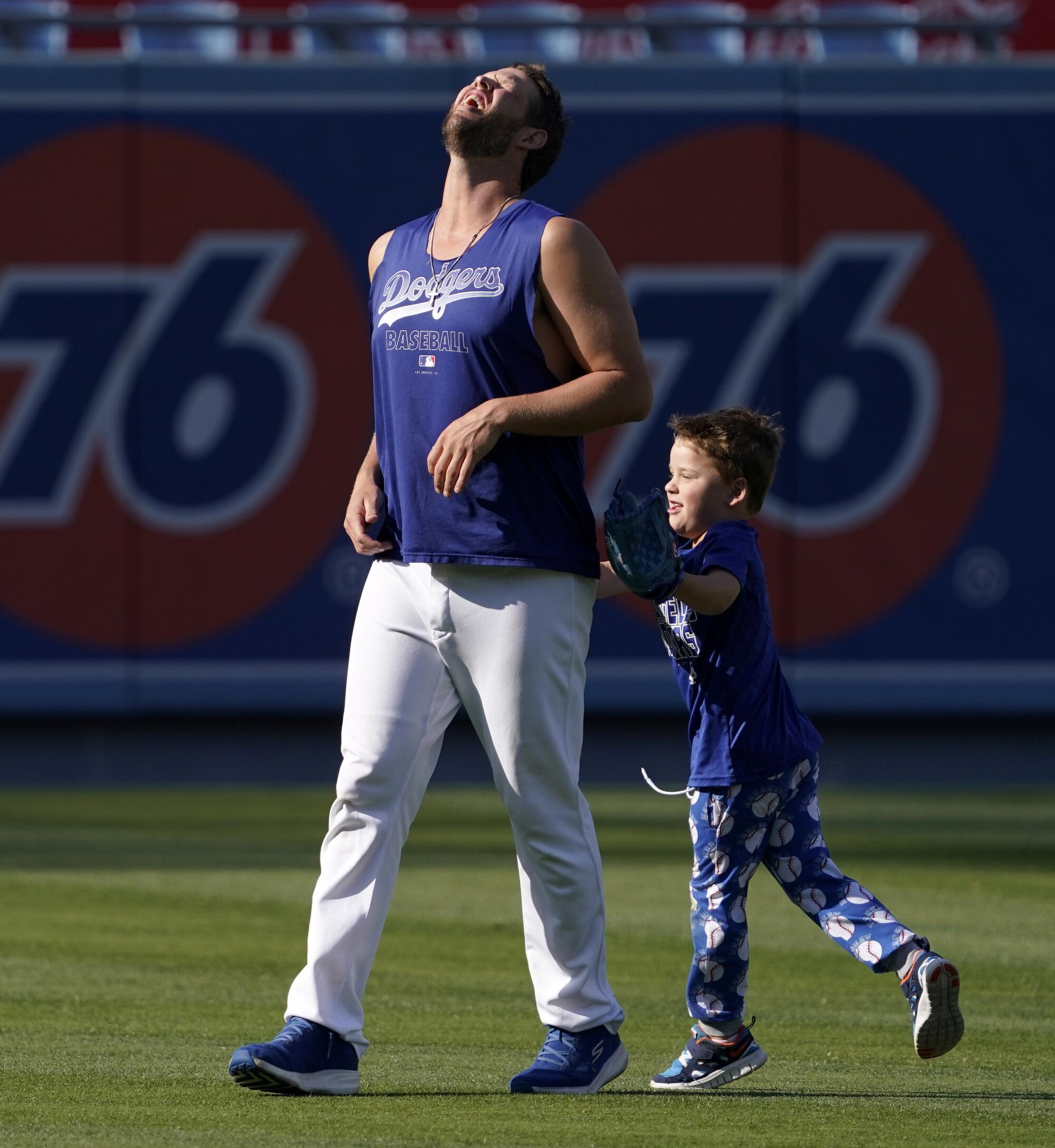 Clayton Kershaw's sons make trip to stadium to play ball with Dad - Los Angeles Times