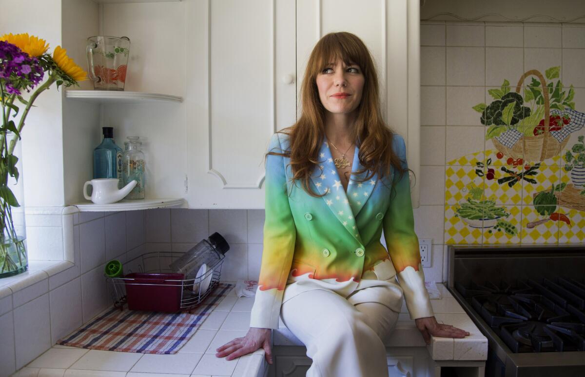 Jenny Lewis at home in Los Angeles in 2014. The singer-songwriter is on tour celebrating the 10th anniversary of her debut solo album, "Rabbit Fur Coat."