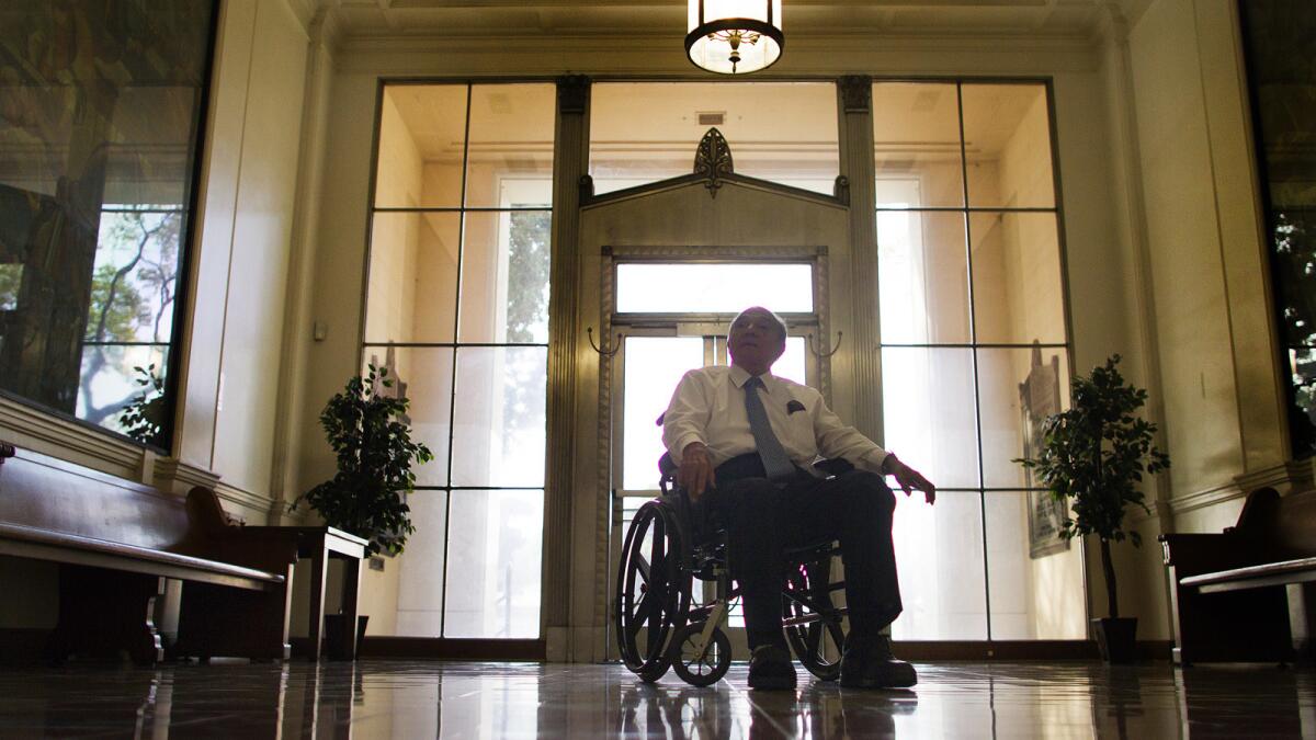 South Gate Mayor Henry Gonzalez is shown before he retired from public office in 2015. Gonzalez, who survived a gunshot wound to the head in 1999 at the height of a corruption scandal at City Hall, served in public office for nearly three decades.