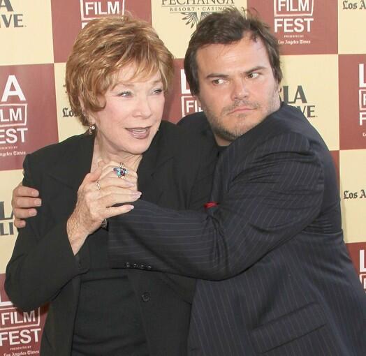 Actress Shirley MacLaine and actor Jack Black goof off on the red carpet at the premiere of their film, "Bernie," on the opening night of the Los Angeles Film Festival.