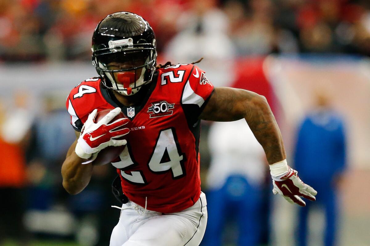 Atlanta running back Devonta Freeman has 764 yards rushing with nine scores for the Falcons despite missing nearly two full games because of a concussion.