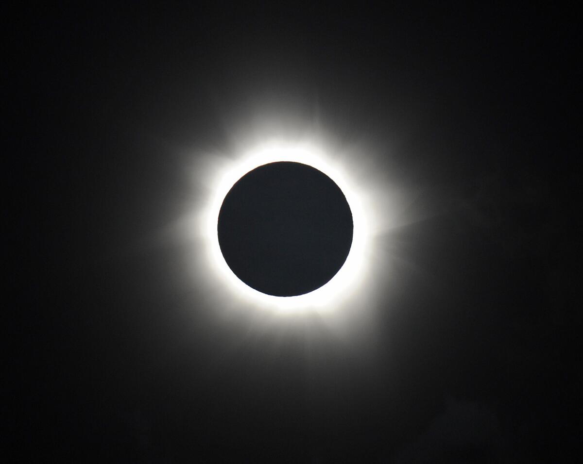 Totality is shown during the solar eclipse in Palm Cove, Australia, on Nov. 14, 2012. (Greg Wood / AFP/Getty Images)