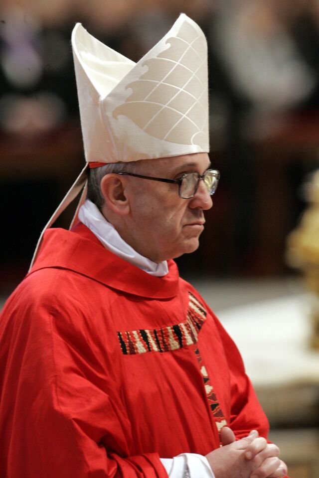 Argentine Cardinal Jorge Mario Bergoglio attends a Mass in St. Peter's Basilica in 2005.