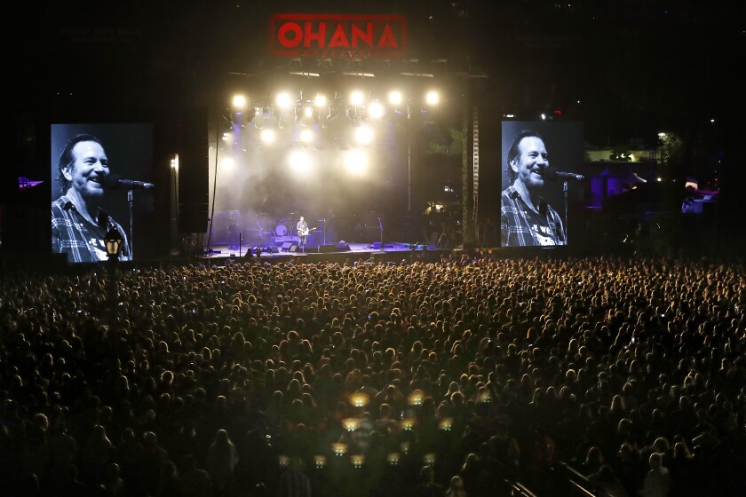 Pearl Jam performs at the 2021 Ohana Festival in Dana Point