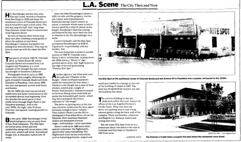 1992 newspaper clipping of feature called "L.A. Scene: The City Then and Now"