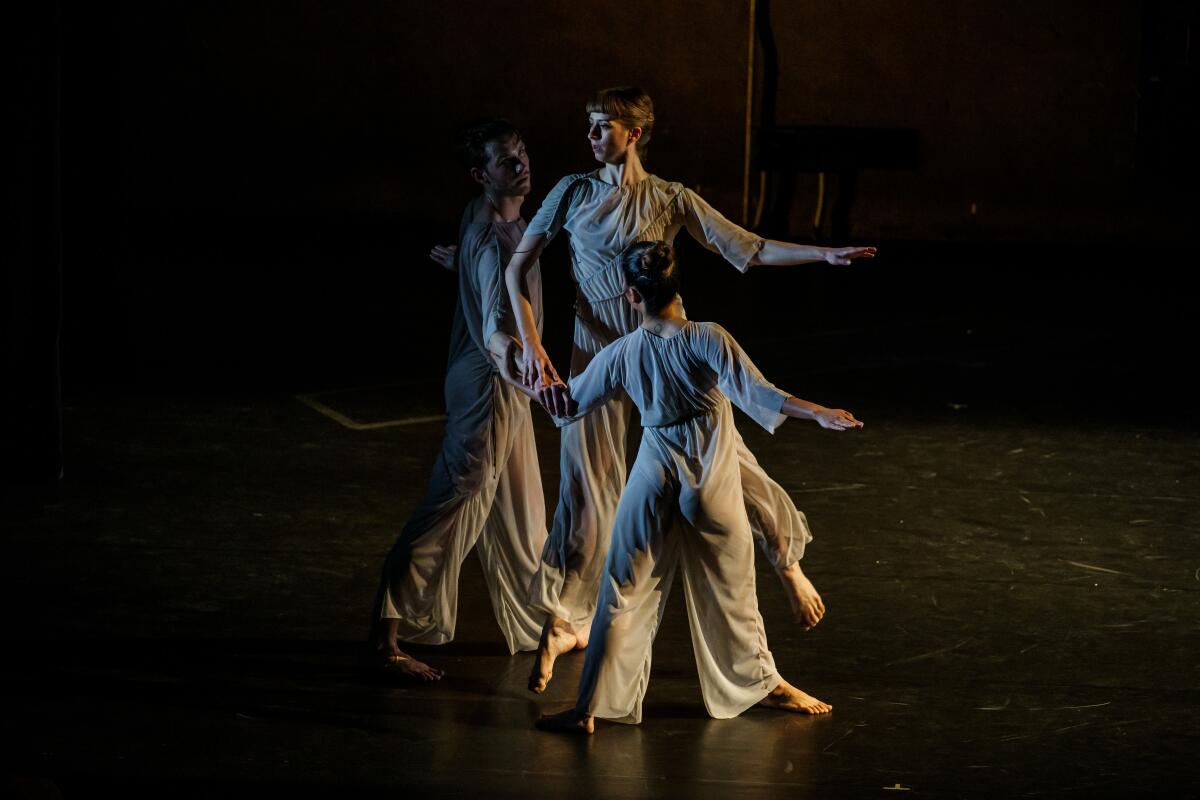 T.S. Elliot’s “Four Quartets,” choreographed by Pam Tanowitz with music composed by Kaija Sariaaho at UCLA. 