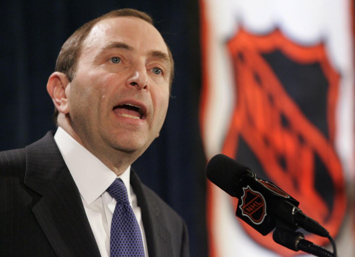 NHL Commissioner Gary Bettman announces the cancellation of the of the 2004-05 season.