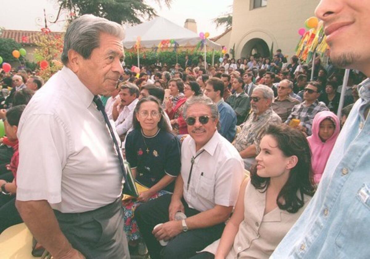 Martin Ortiz works the crowd at a tardeada at Whittier College. His tireless work with students stemmed from a past that taught him, "Don't just cry, qualify."