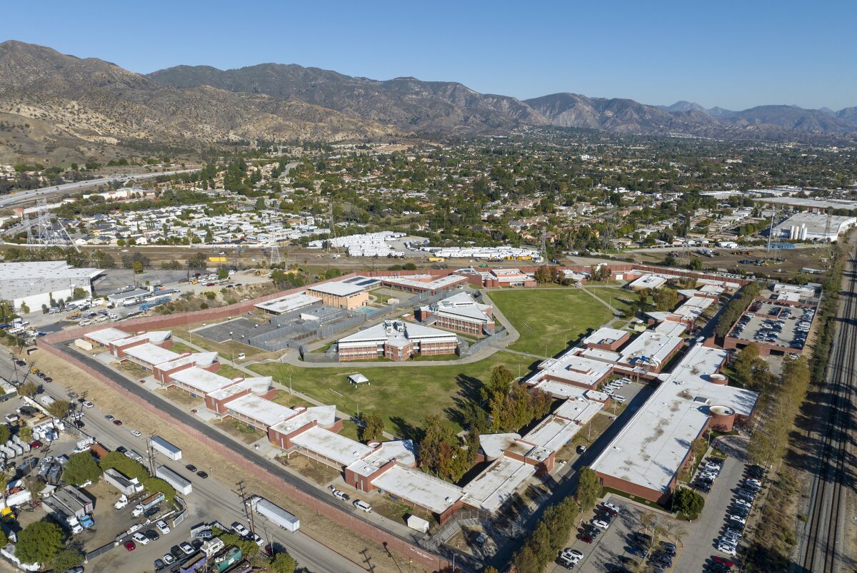 An aerial view of Barry J. Nidorf Juvenile Hall.