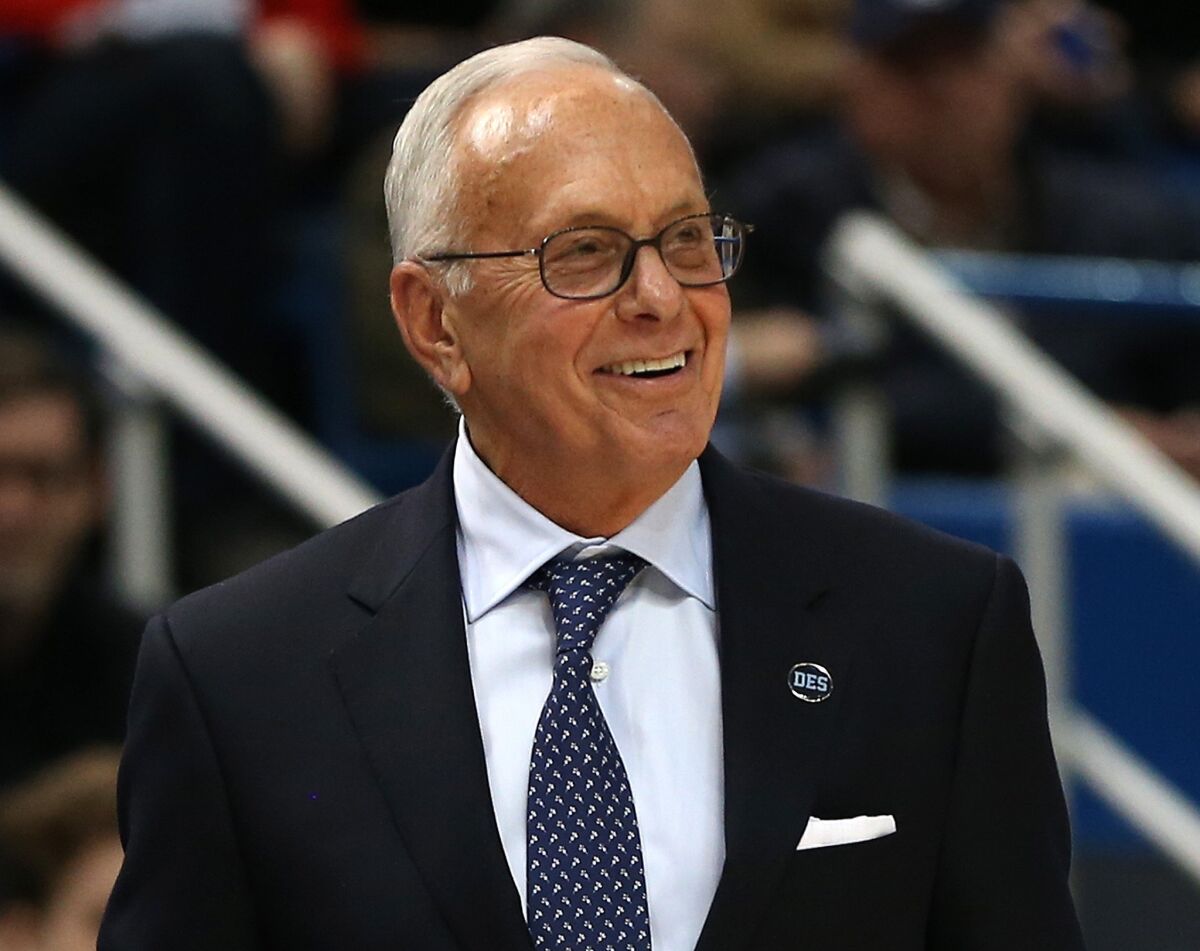 Southern Methodist Coach Larry Brown smiles during the American Athletic Conference tournament.