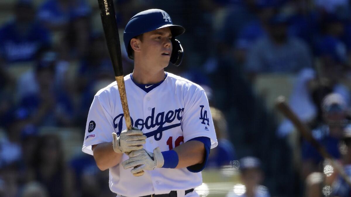 Dodgers catcher Will Smith prepares to bat during a game against the Colorado Rockies on June 23.