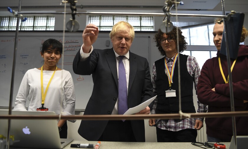 British Prime Minister Boris Johnson visits King's College London 