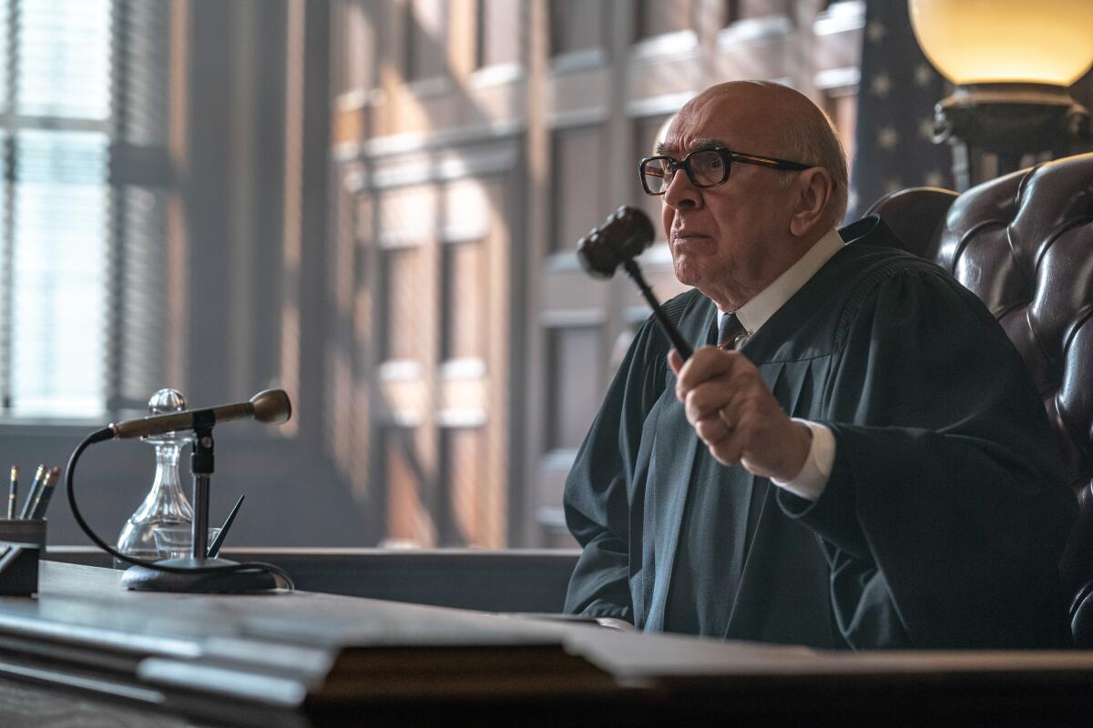 Frank Langella as Judge Julius Hoffman in "The Trial of the Chicago 7."
