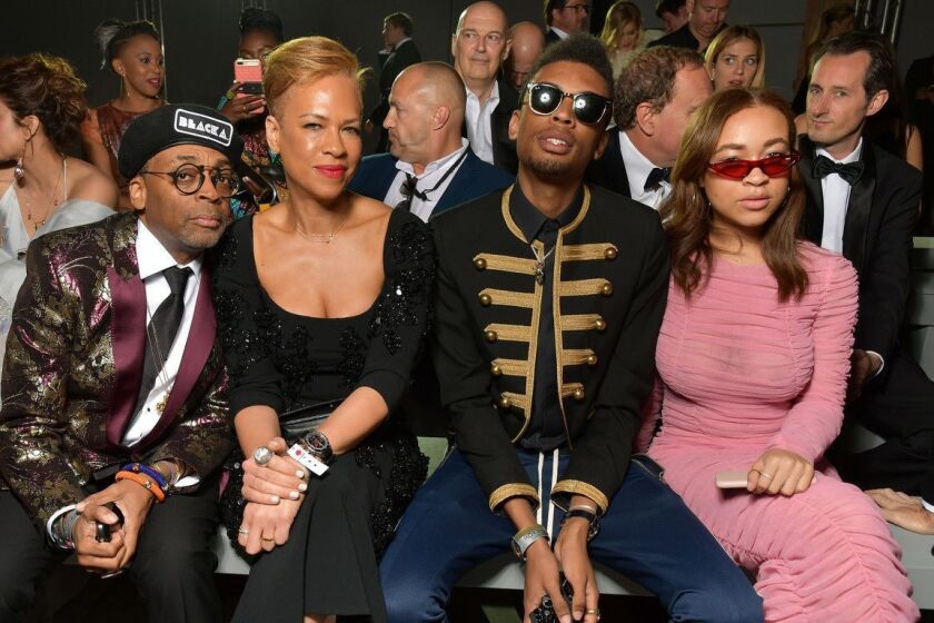 Spike Lee with Tonya Lewis and their children, Satchel and Jackson in 2018.