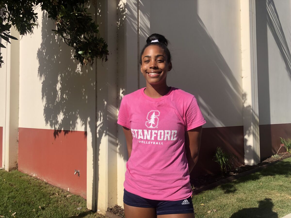 Redondo Union volleyball star Kami Miner poses for a photo on campus.