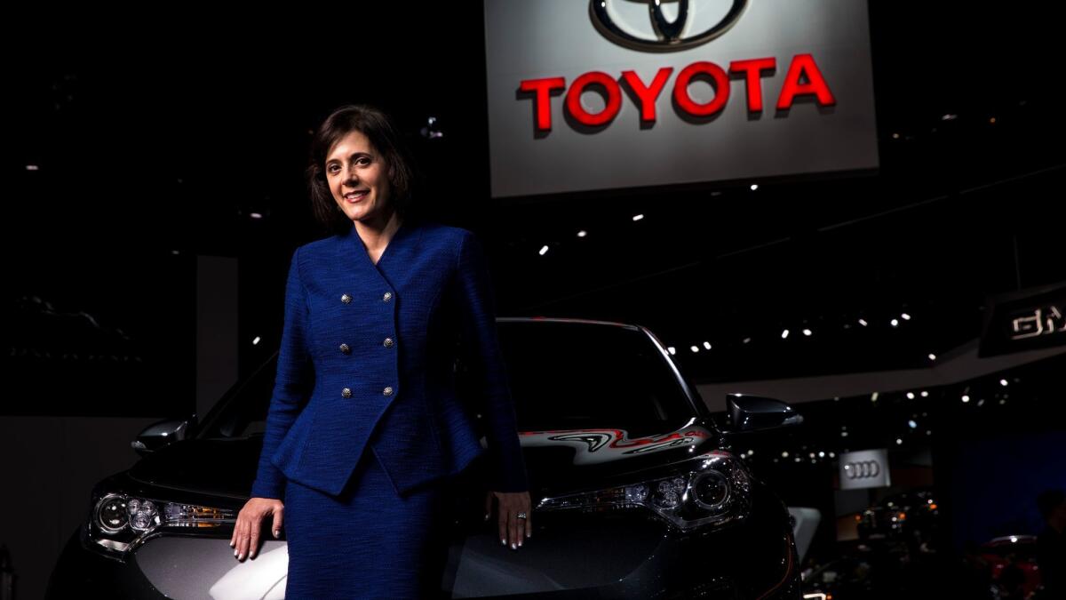 Toyota North America Vice President Lisa Materazzo poses for a portrait at the 2017 L.A. Auto Show.