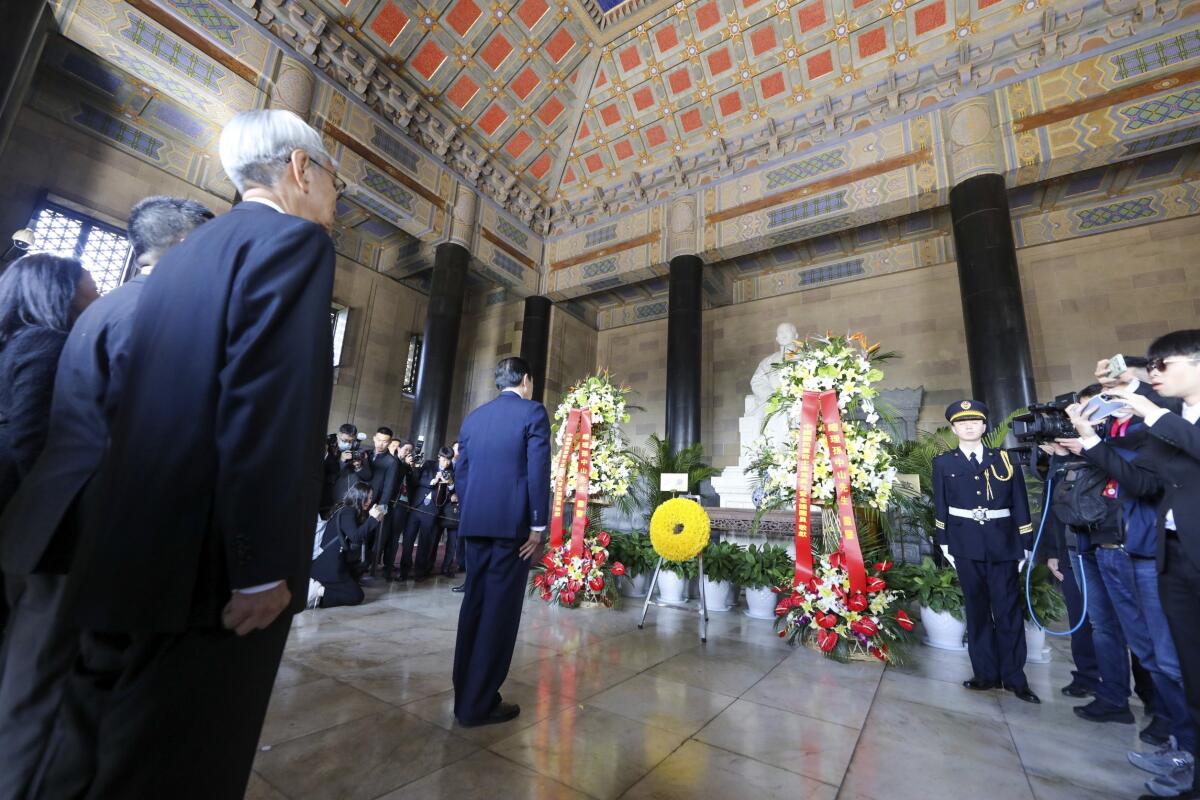 Former Taiwanese President Ma Ying-jeou inside Sun Yat-sen mausoleum