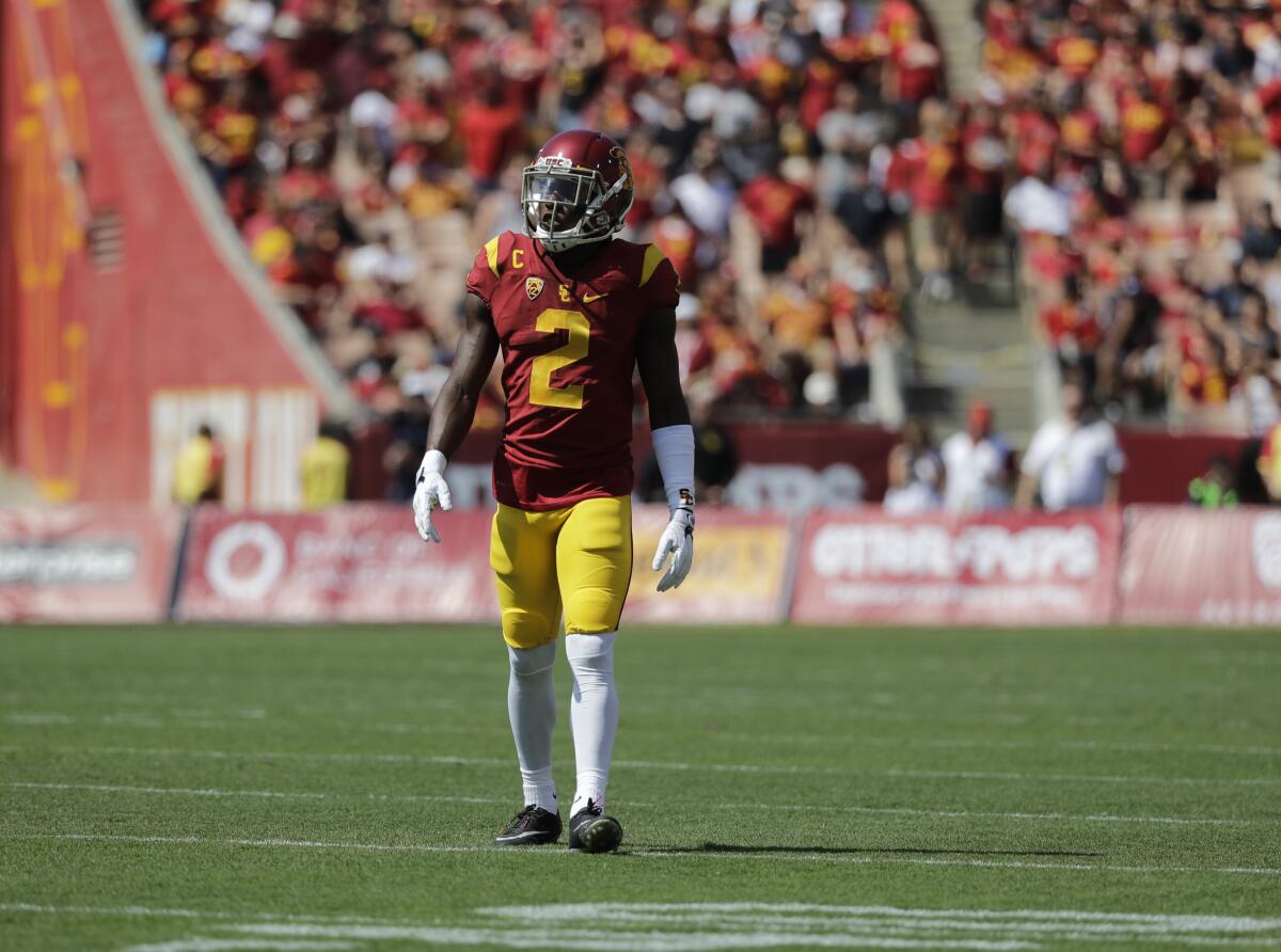 USC defensive back Adoree' Jackson stands during a 2016 game against Utah State.