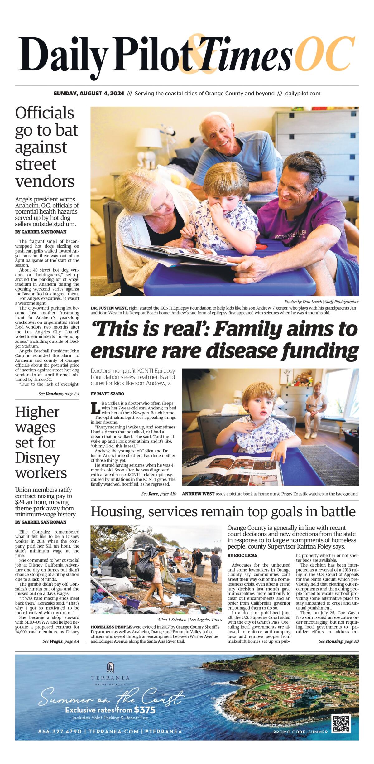 Front page of the Daily Pilot & TimesOC e-newspaper for Sunday, Aug. 4, 2024.