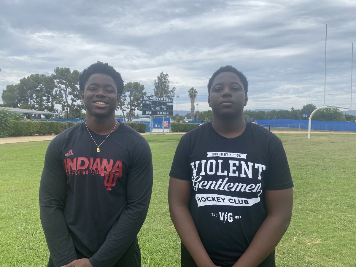 Brothers Deji and Damola Olabode are defensive ends at Reseda.