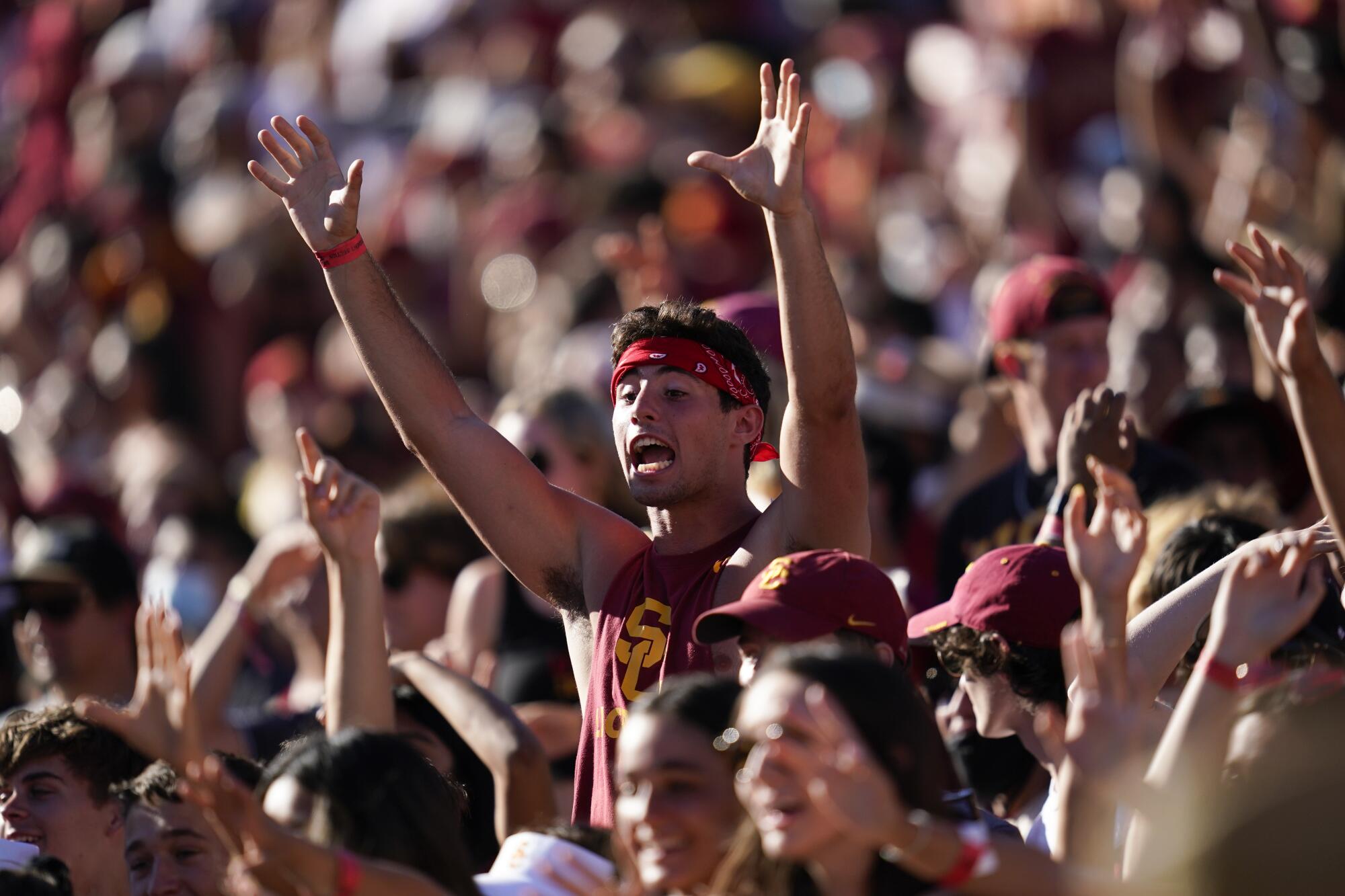 USC fans cheer during the second half