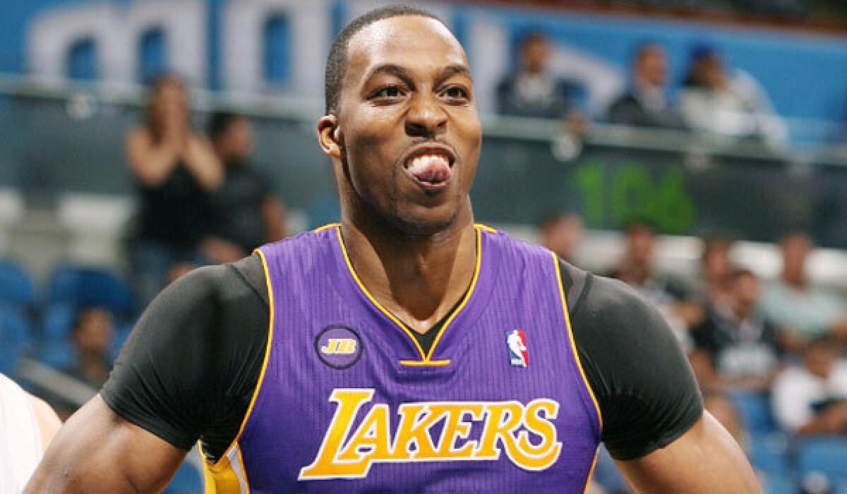 Lakers center Dwight Howard made 16 of 20 free-throw attempts when intentionally fouled by the Orlando Magic on Tuesday night.