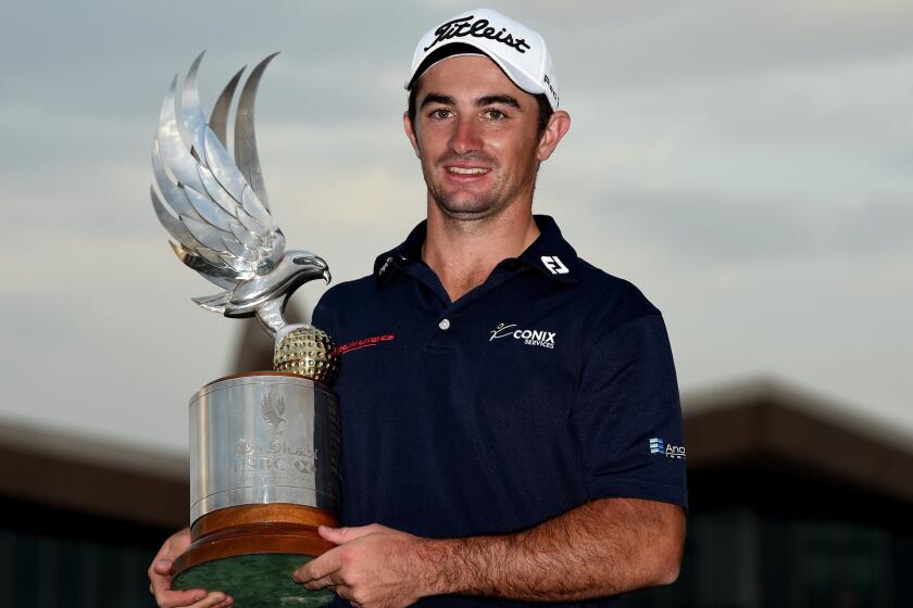 Gary Stal celebrates after winning the Abu Dhabi Championship on Sunday.