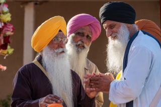 Sukhwinder Singh Sidhu, right, is a member of the Stockton Gurdwara and truck driver.