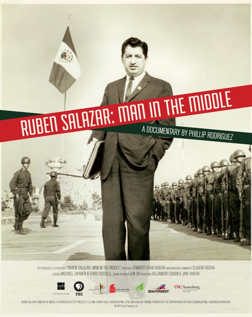 One sheet for the documentary "Ruben Salazar: Man in the Middle" by Phillip Rodriguez.